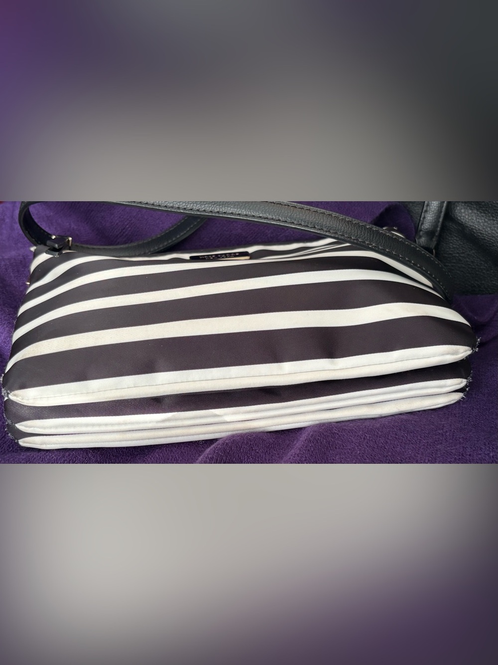 kate spade Black and White Striped Crossbody Bag - Picture 6 of 8